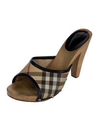 Burberry Nova Check Pattern Studded Accents Slides