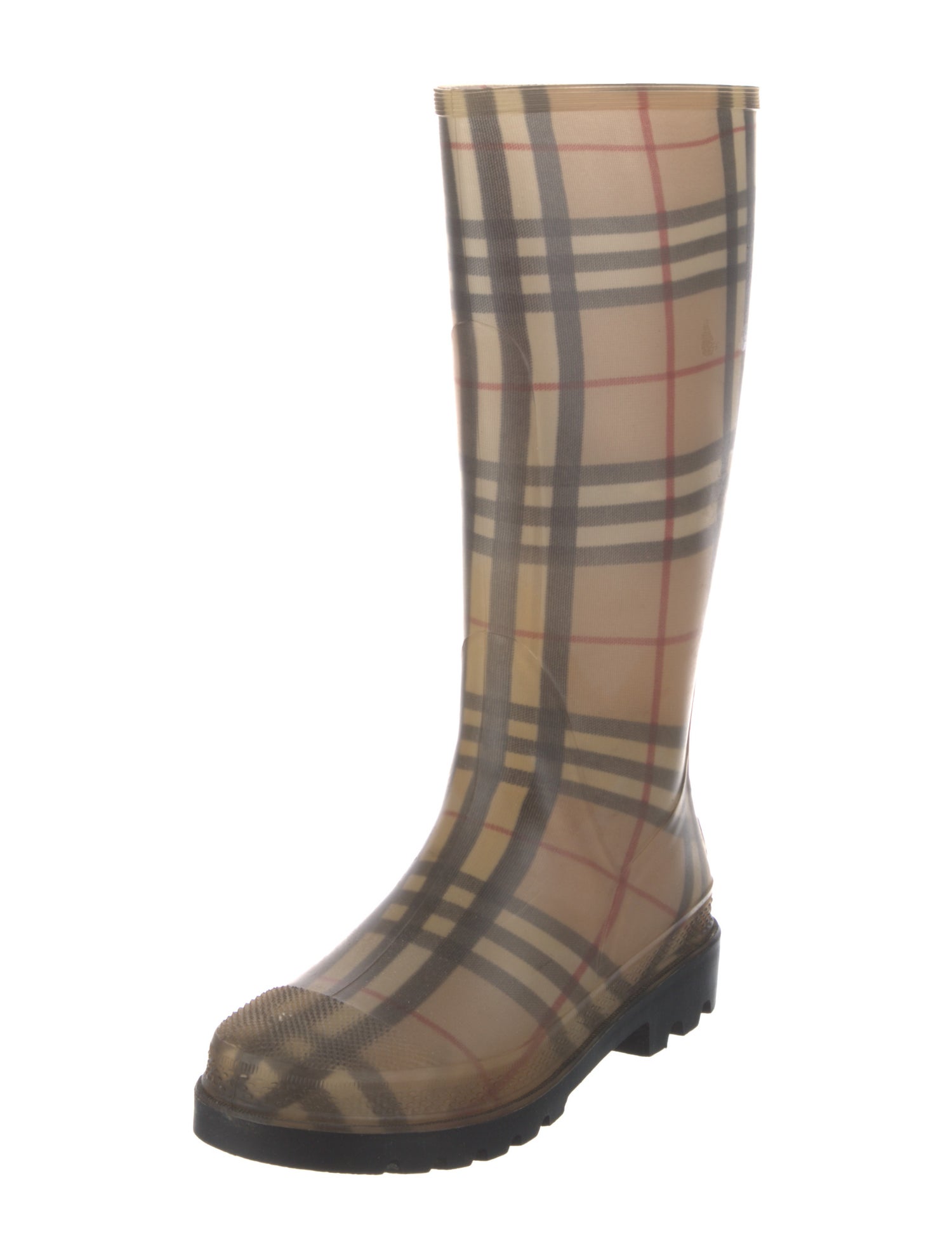 Burberry Rubber Plaid Print Rain Boots