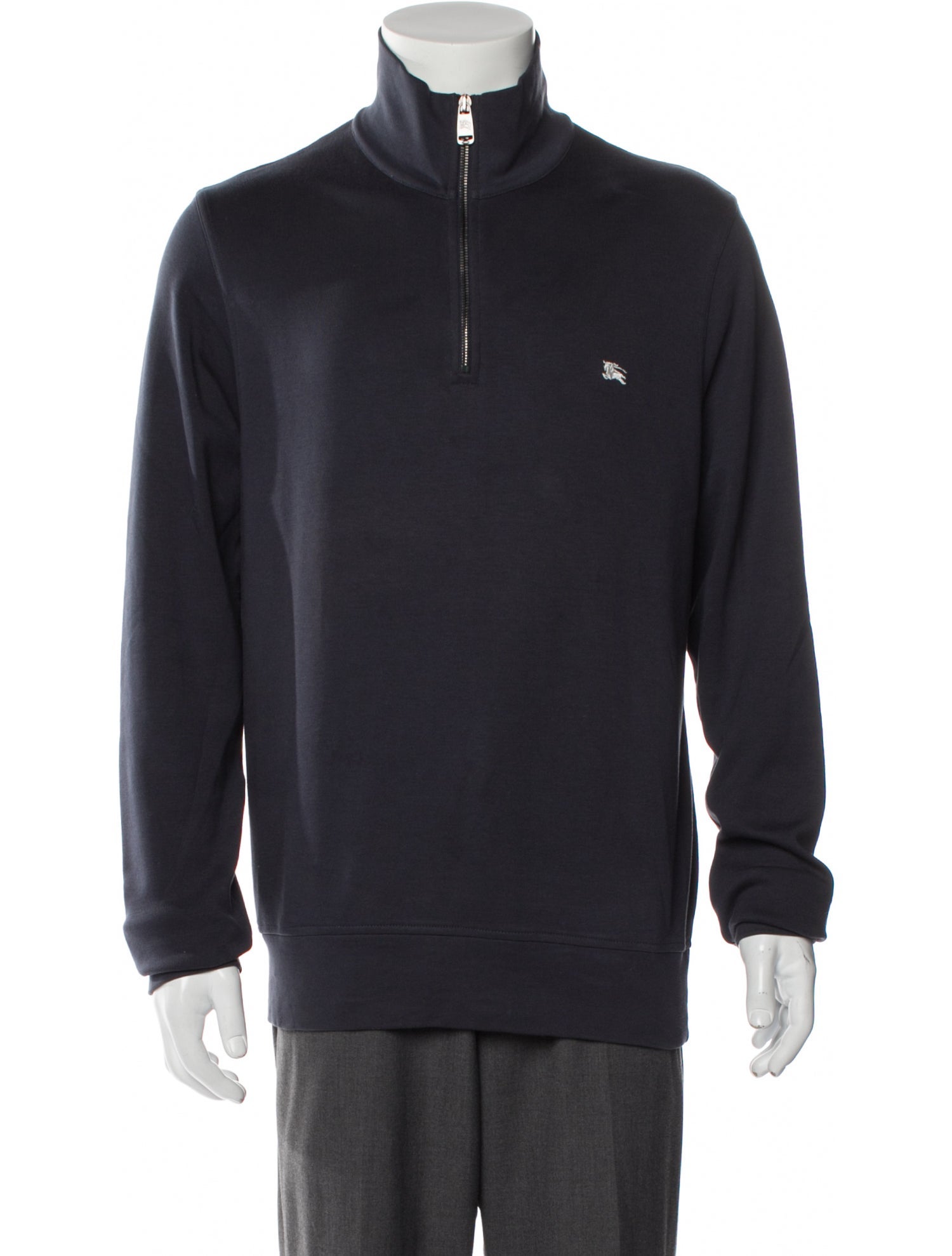 Burberry London House Check Pattern Mock Neck Sweatshirt