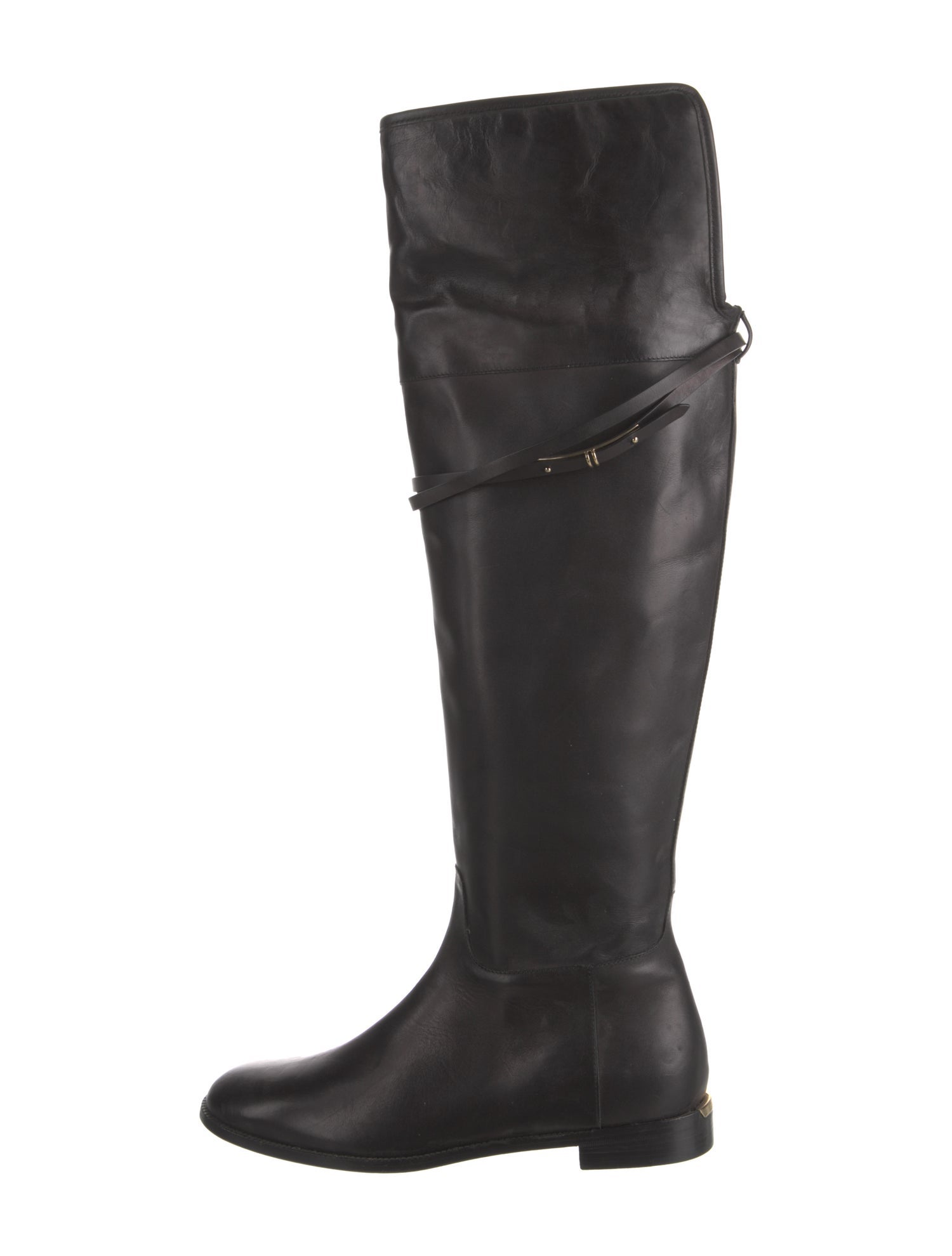 Burberry House Check Pattern Leather Riding Boots
