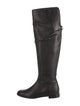Burberry House Check Pattern Leather Riding Boots