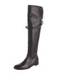 Burberry House Check Pattern Leather Riding Boots