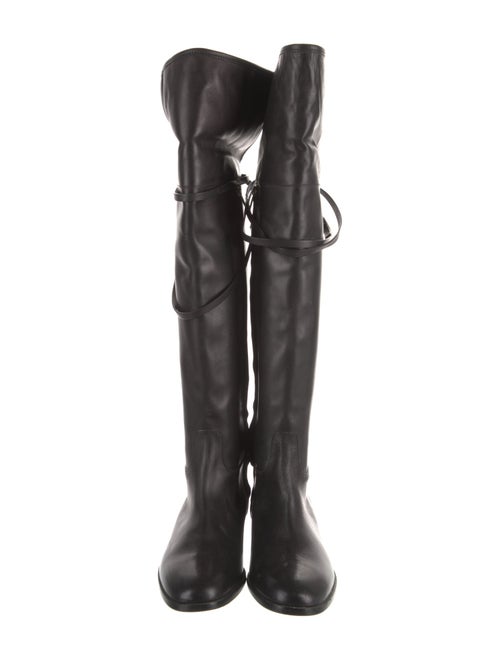 Burberry House Check Pattern Leather Riding Boots