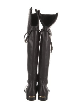 Burberry House Check Pattern Leather Riding Boots
