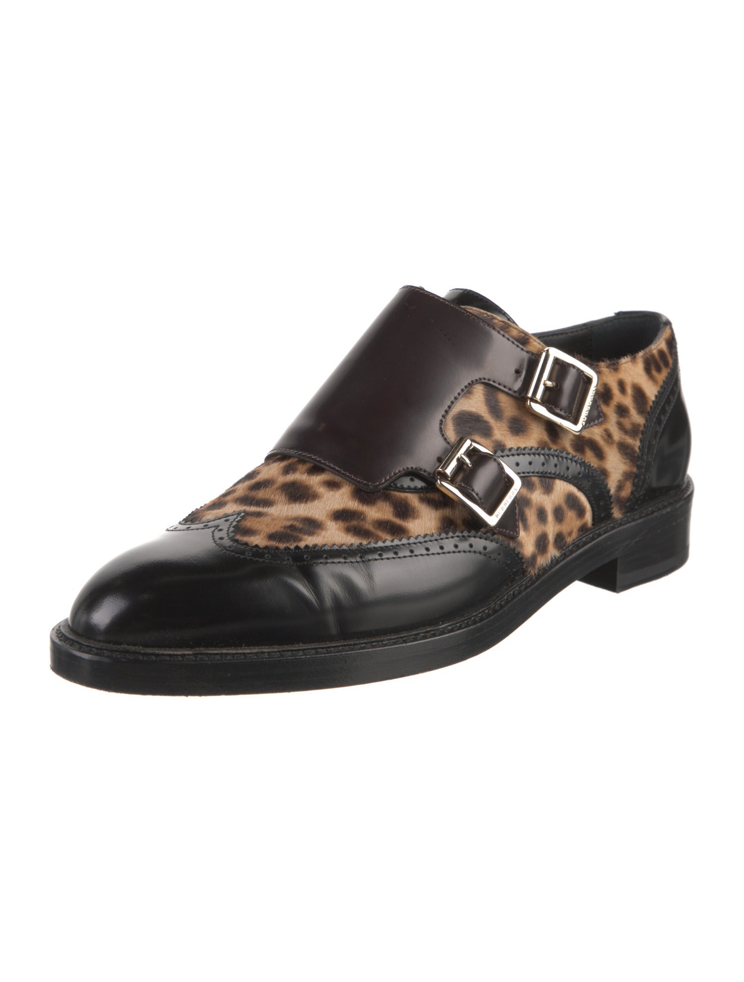 Burberry Leather Animal Print Oxfords