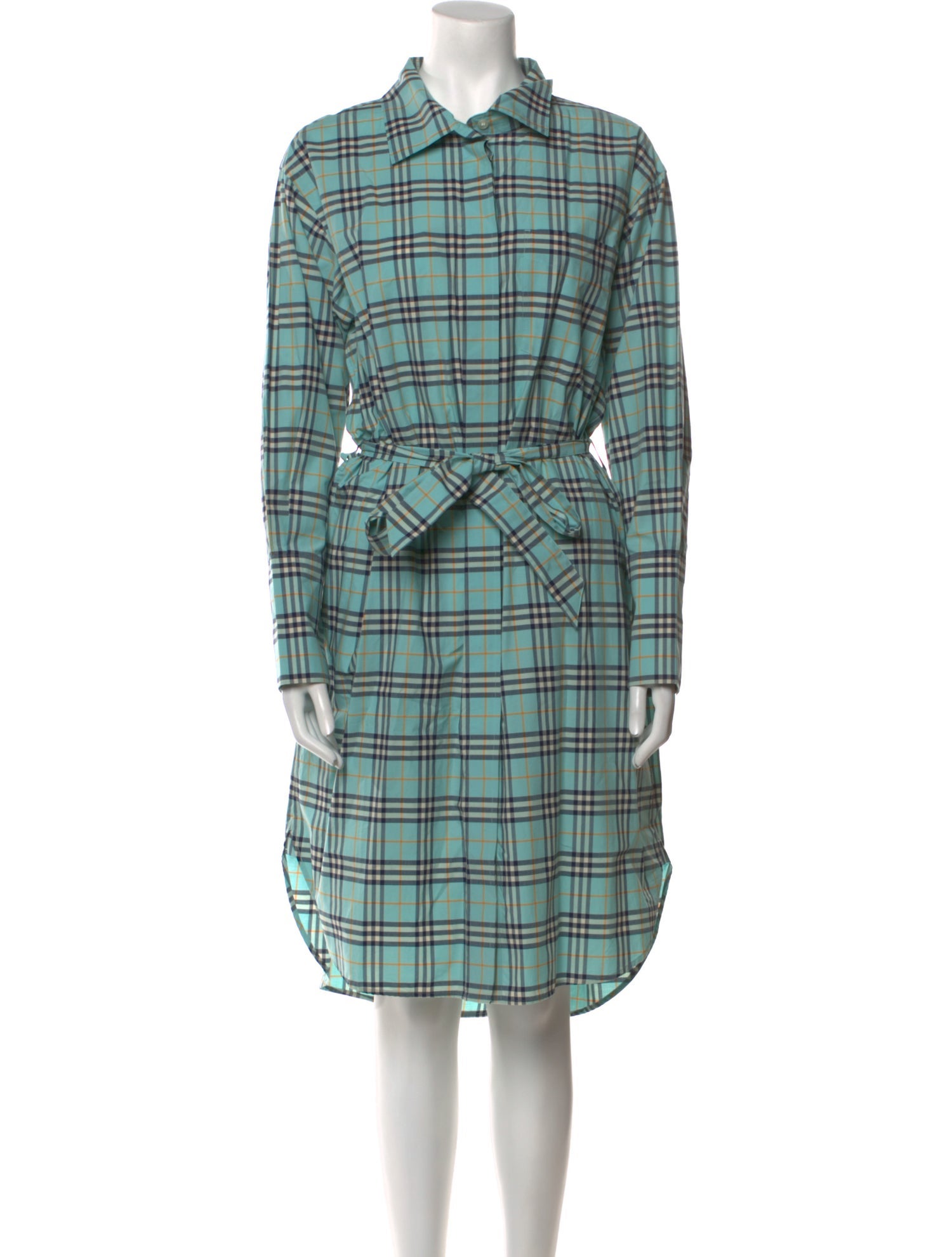 Burberry Plaid Print Midi Length Dress