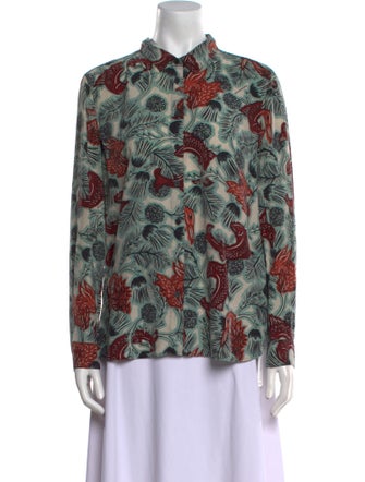 Burberry Silk Printed Button-Up Top