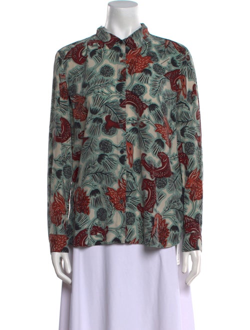 Burberry Silk Printed Button-Up Top