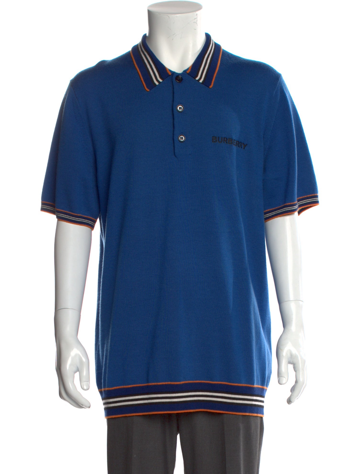 Burberry Merino Wool Striped Polo Sweater