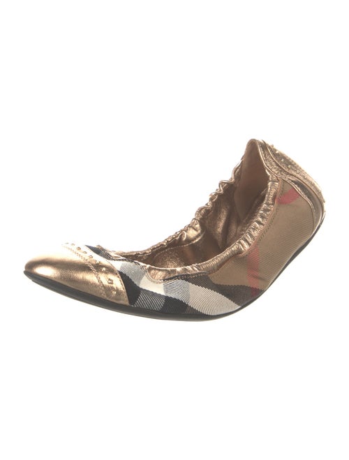 Burberry Canvas Plaid Print Ballet Flats