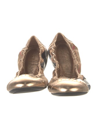 Burberry Canvas Plaid Print Ballet Flats