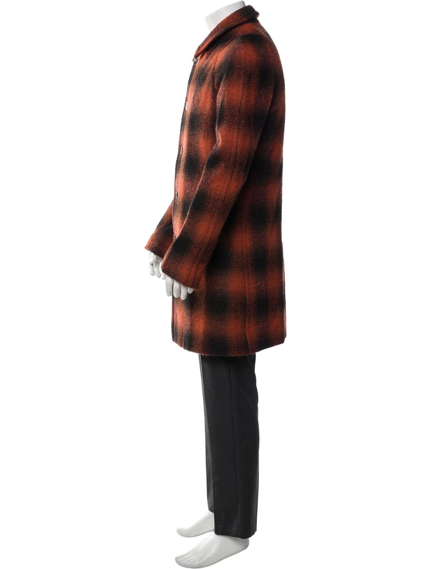 Burberry Wool Plaid Print Overcoat