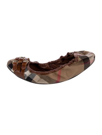 Burberry Nova Check Pattern Canvas Ballet Flats