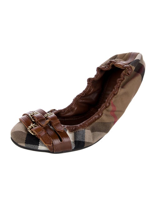 Burberry Nova Check Pattern Canvas Ballet Flats