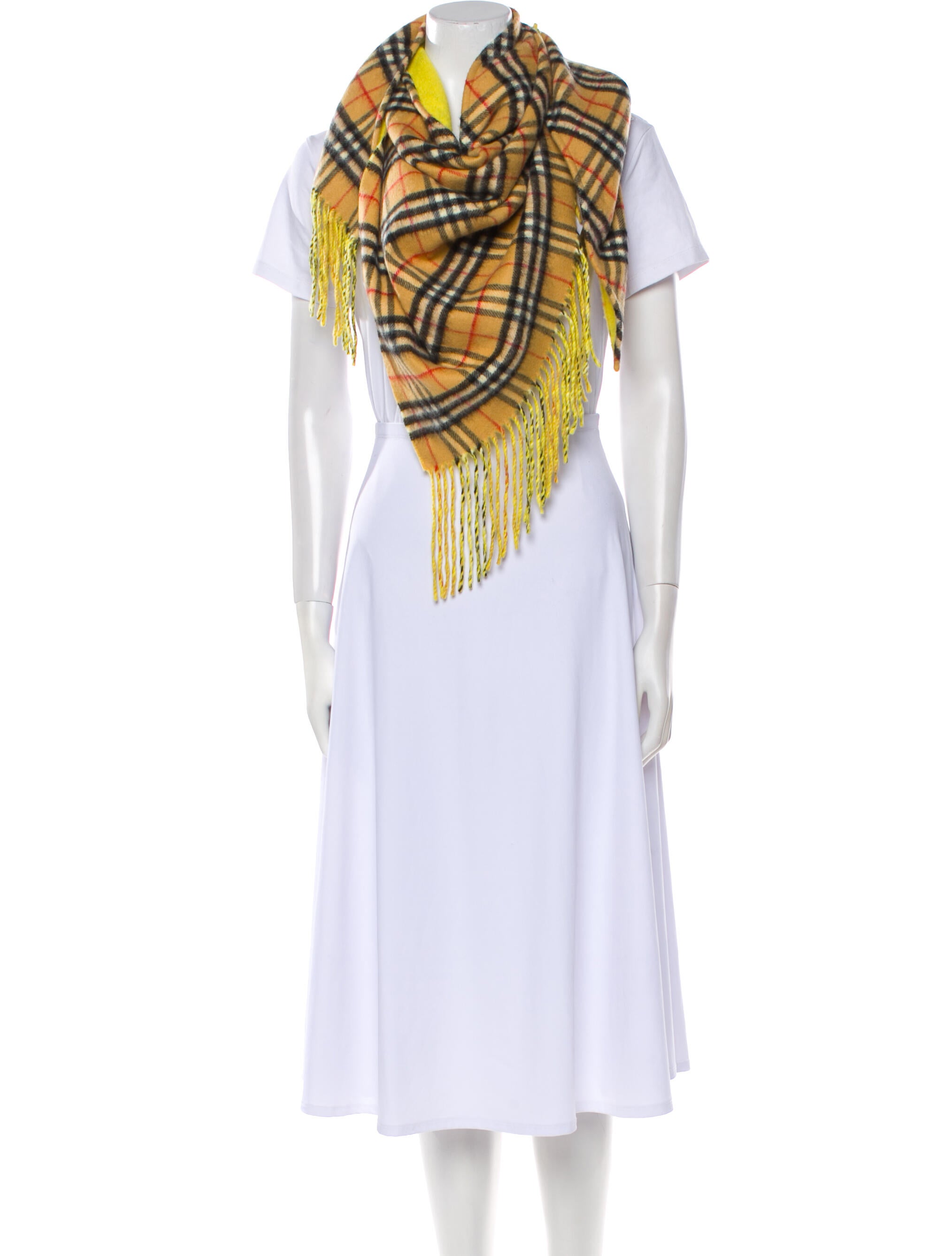 Burberry Cashmere Plaid Print Shawl