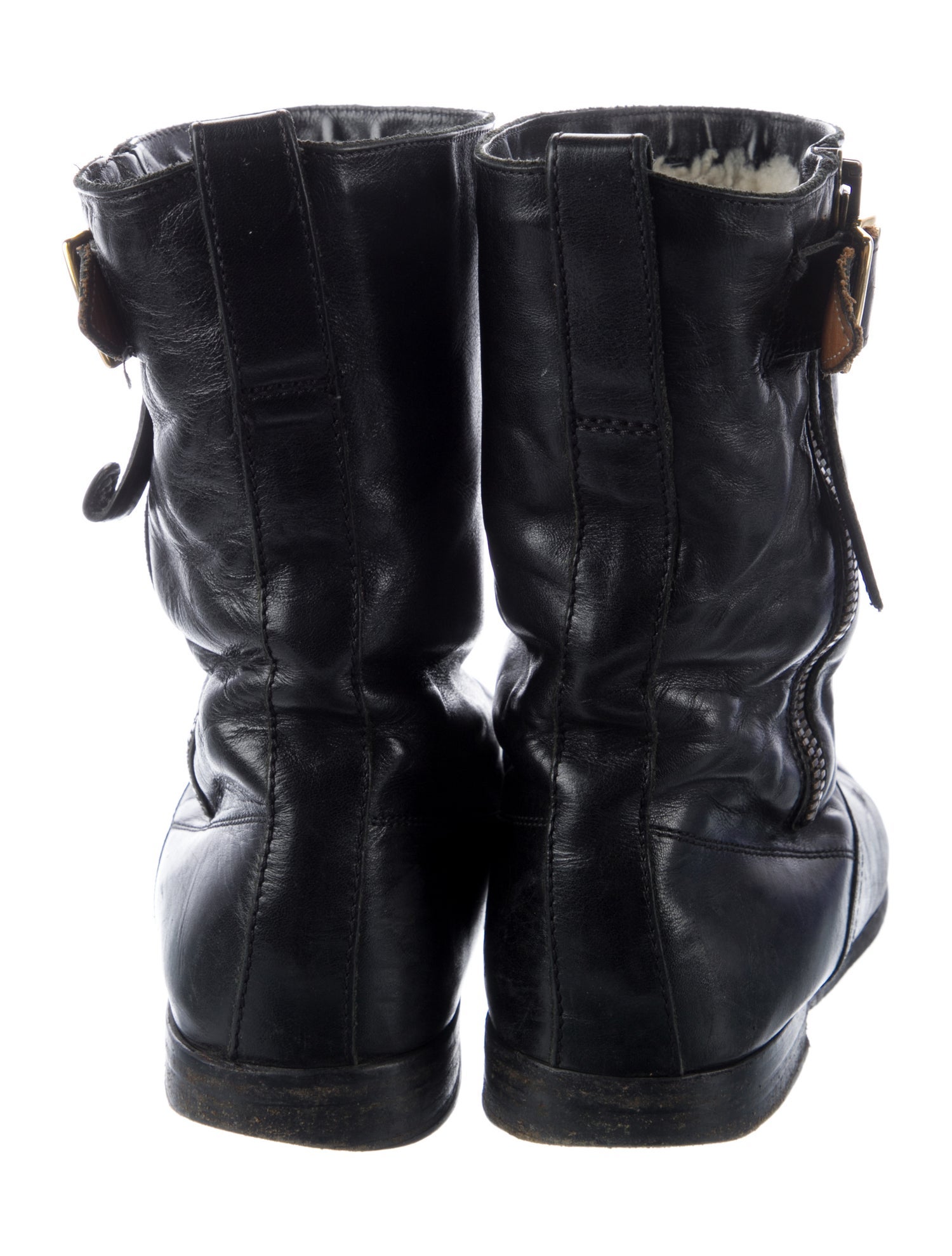 Burberry Leather Moto Boots