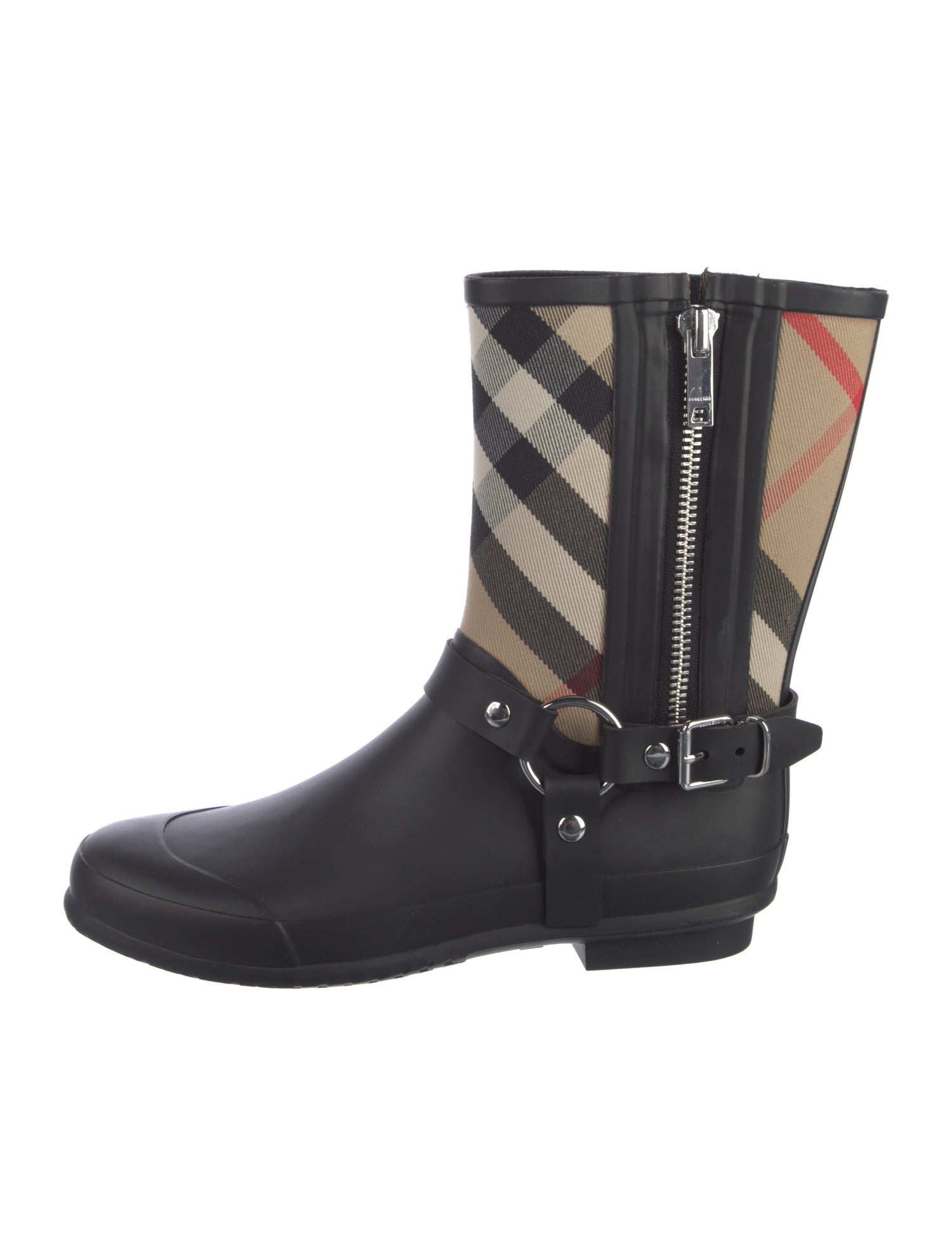 Burberry Rubber Plaid Print Rain Boots