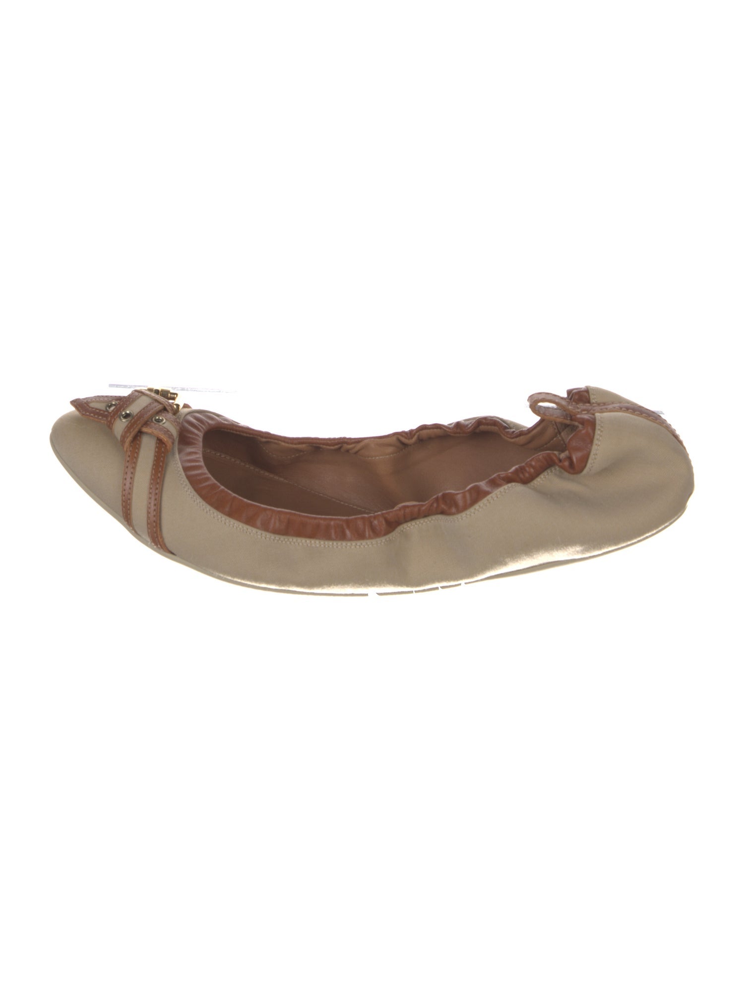Burberry Canvas Leather Trim Embellishment Ballet Flats