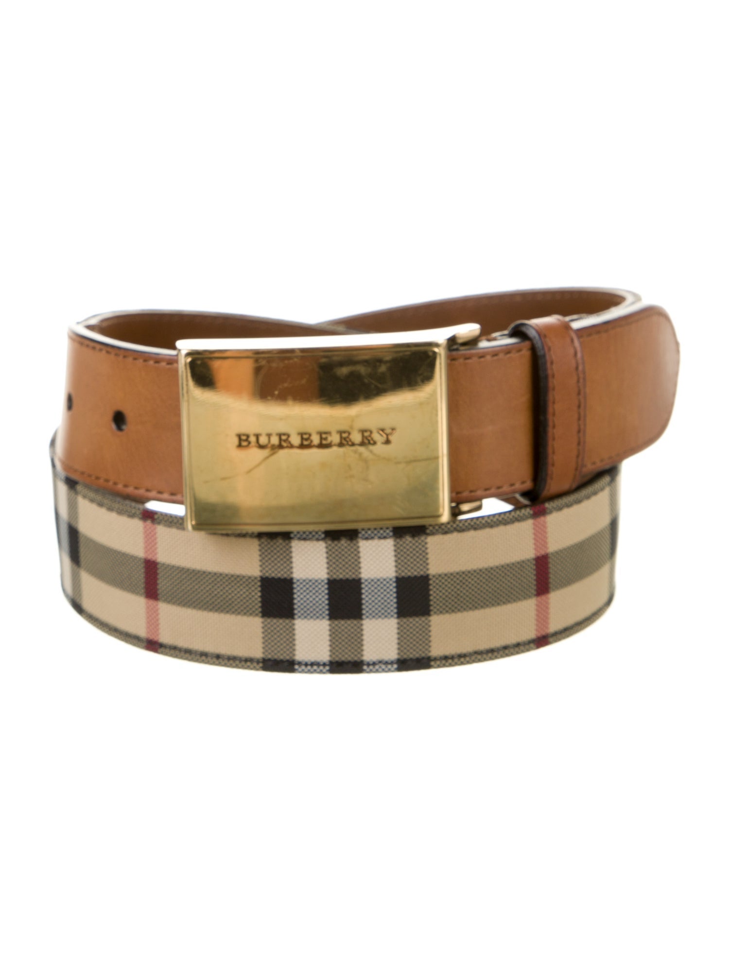Burberry Canvas Leather Trim Embellishment Belt Kit