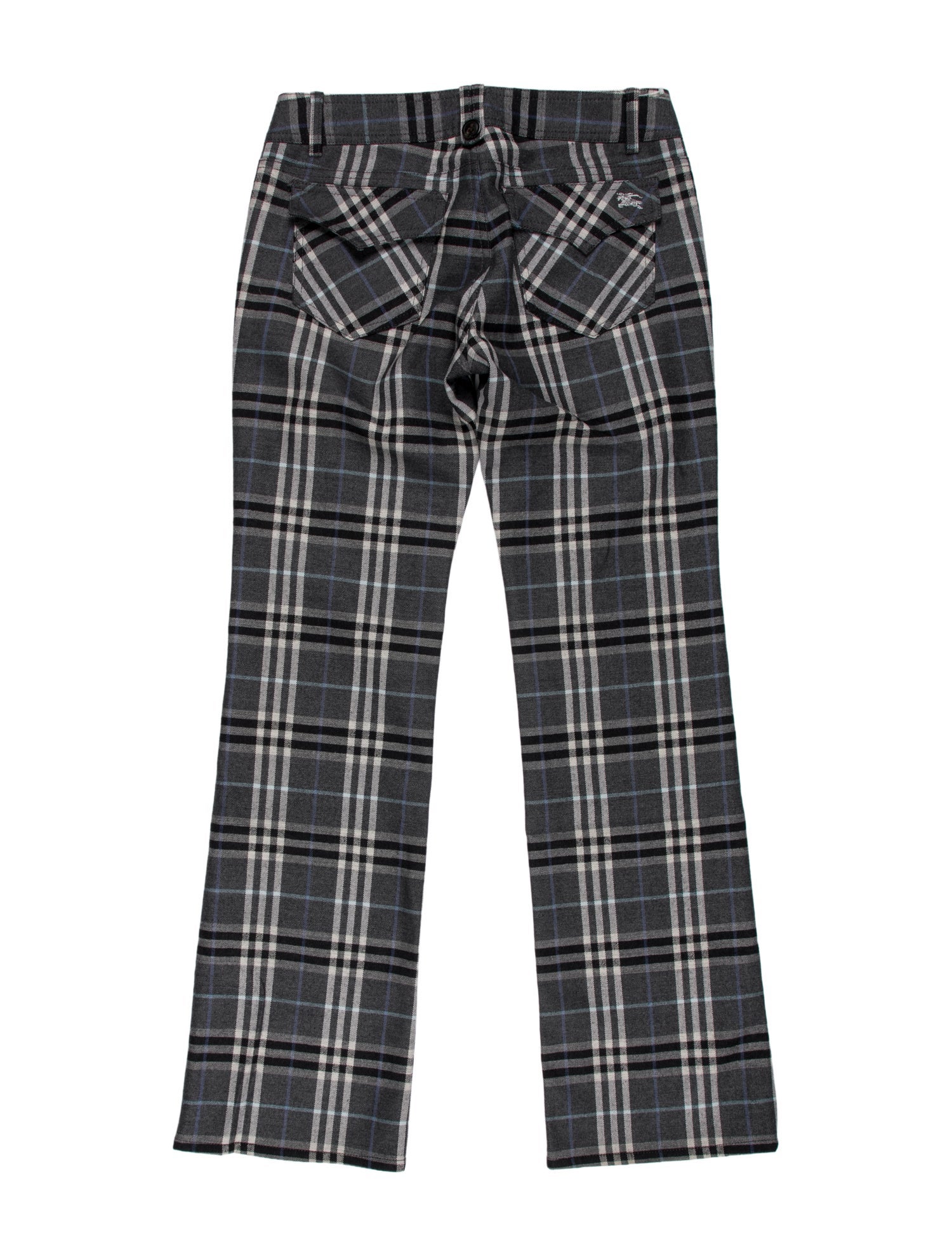 Burberry Blue Label Plaid Print Straight Leg Pants