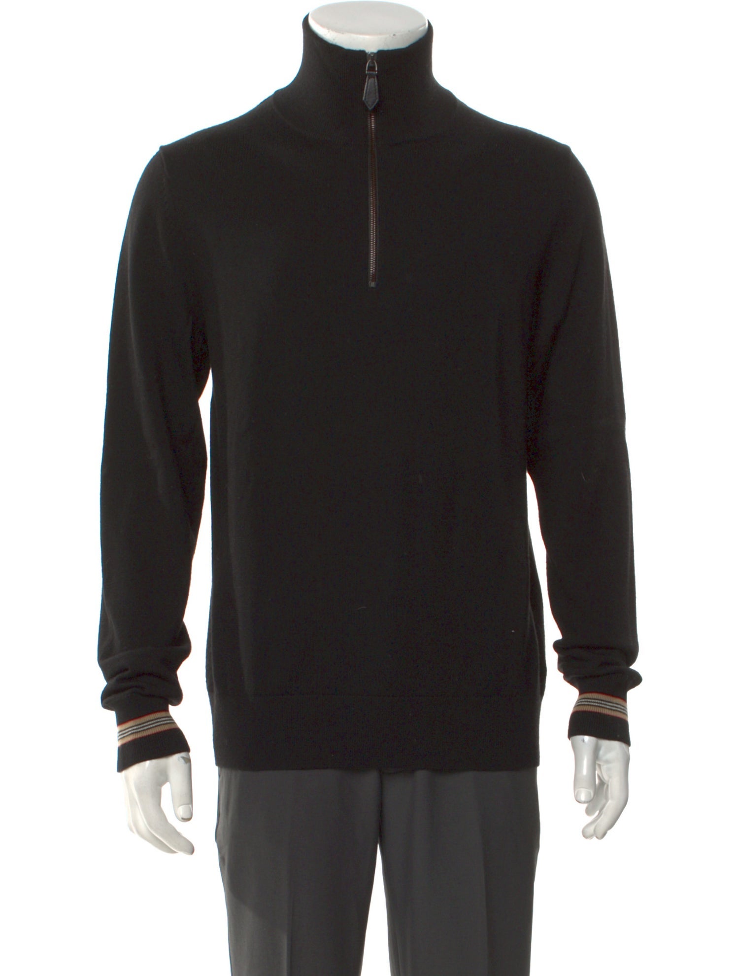 Burberry Wool Mock Neck Polo Sweater