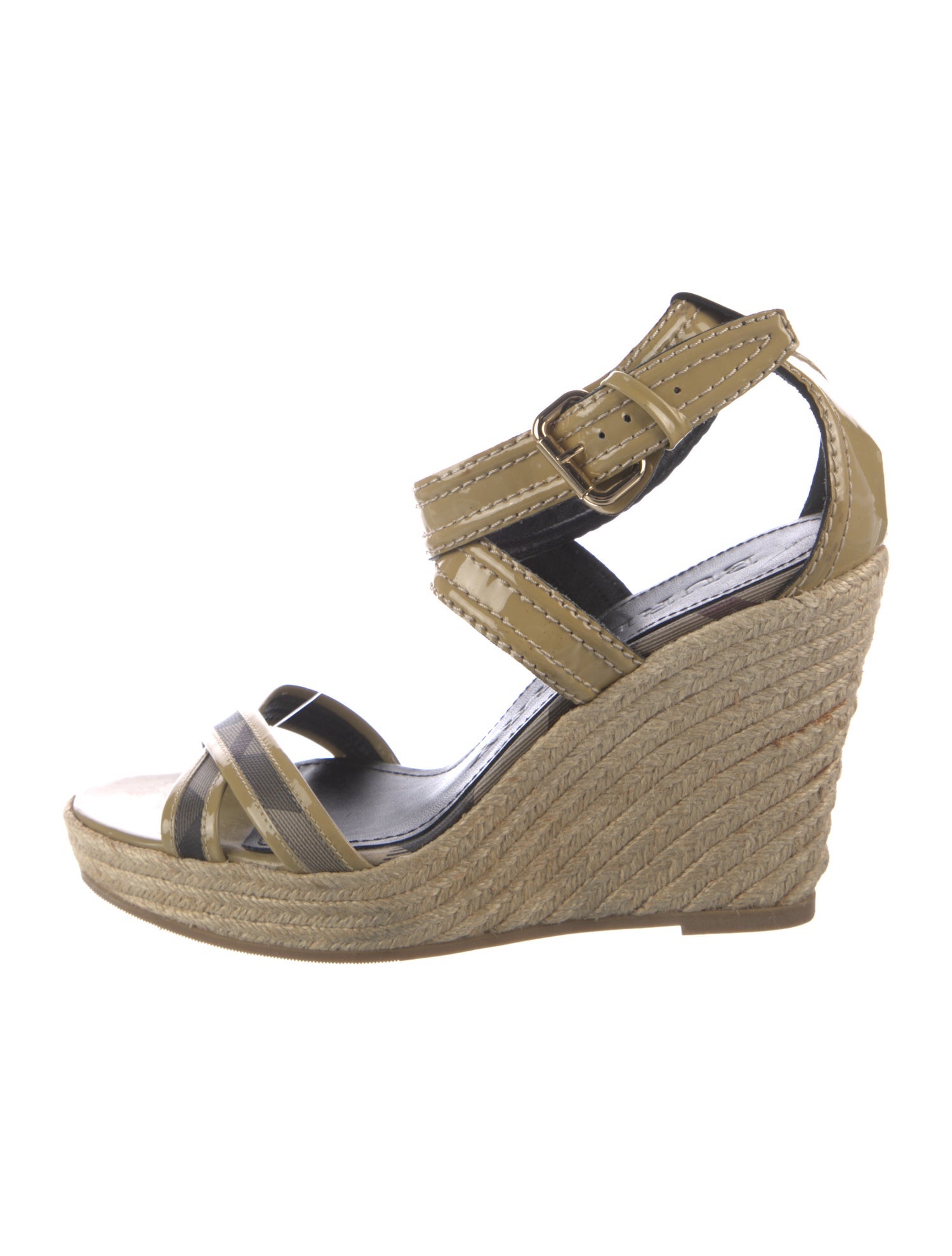 Burberry House Check Pattern Patent Leather Espadrilles