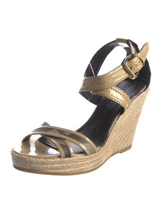 Burberry House Check Pattern Patent Leather Espadrilles