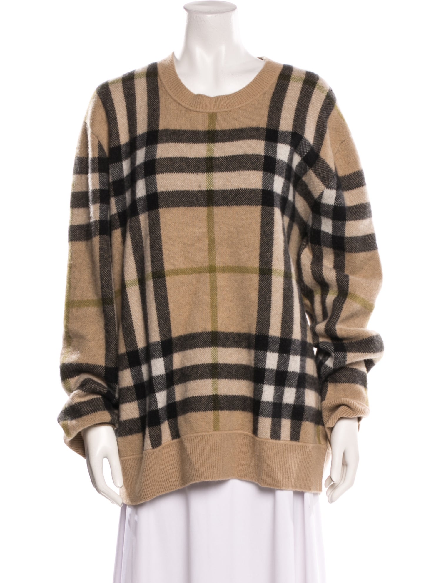 Burberry Plaid Print Scoop Neck Sweater