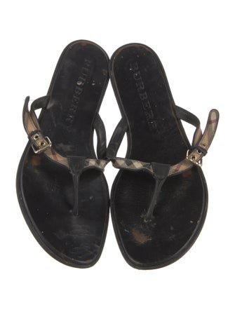 Burberry Nova Check Pattern Leather Slides