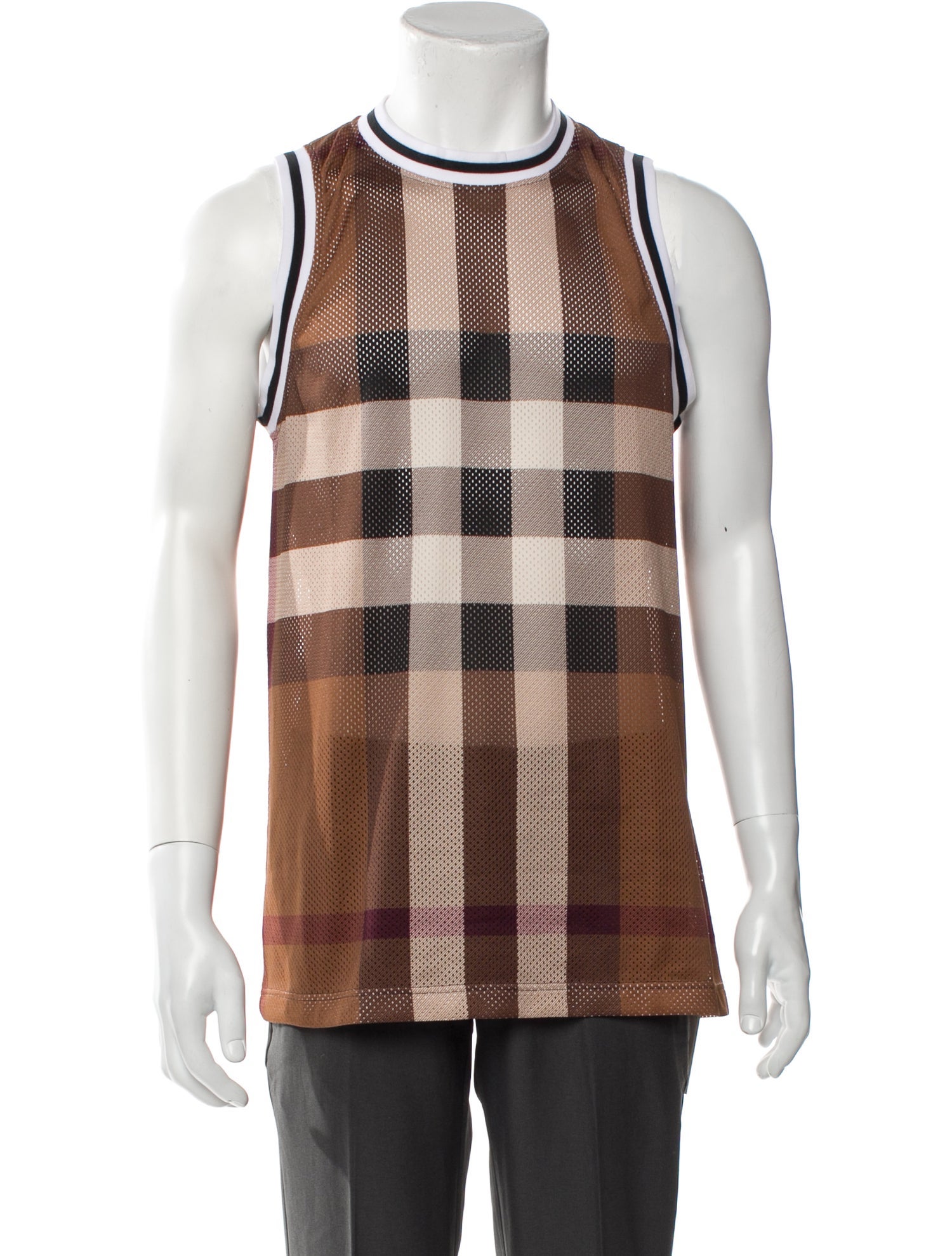 Burberry Plaid Print Scoop Neck T-Shirt