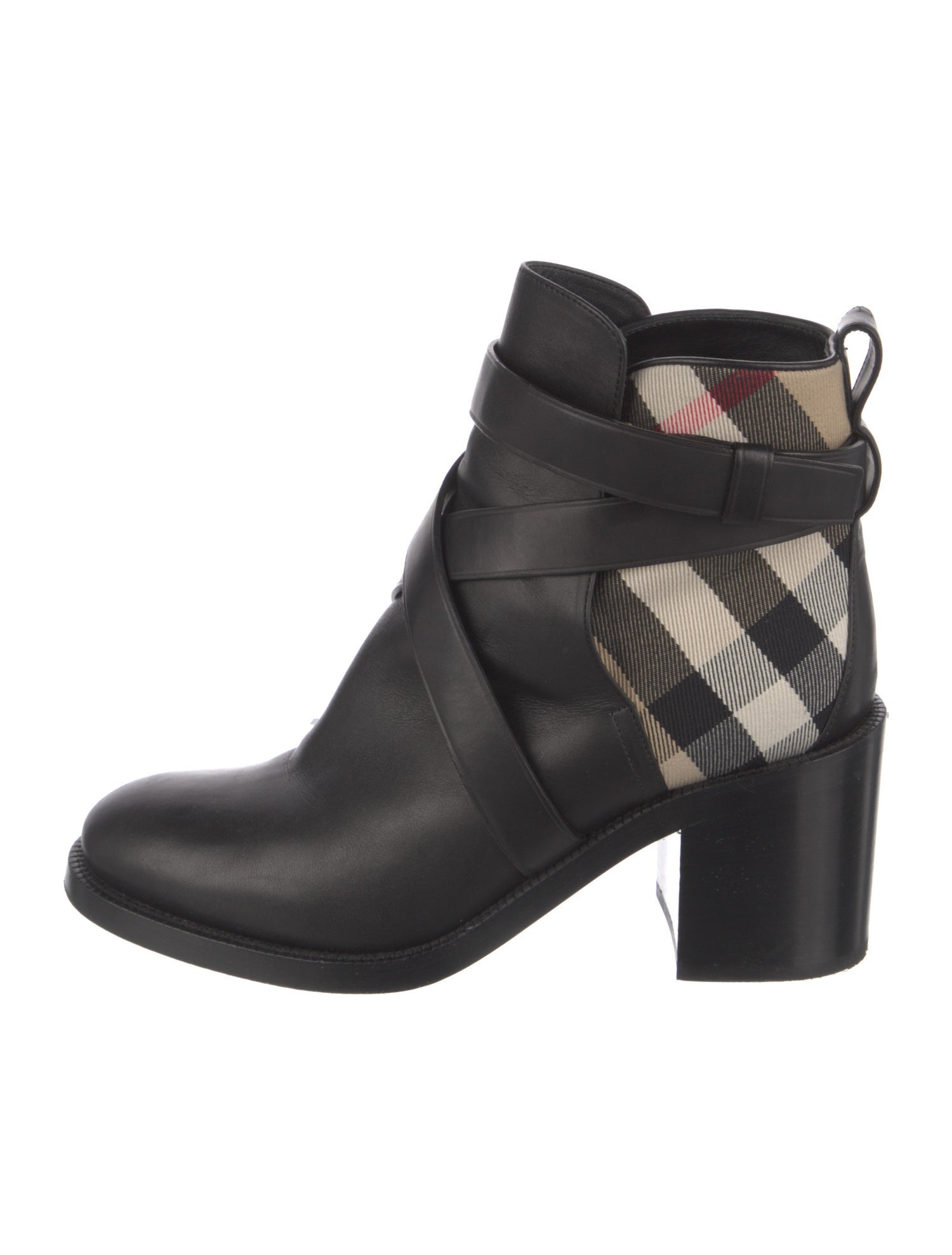 Burberry Nova Check Pattern Leather Boots