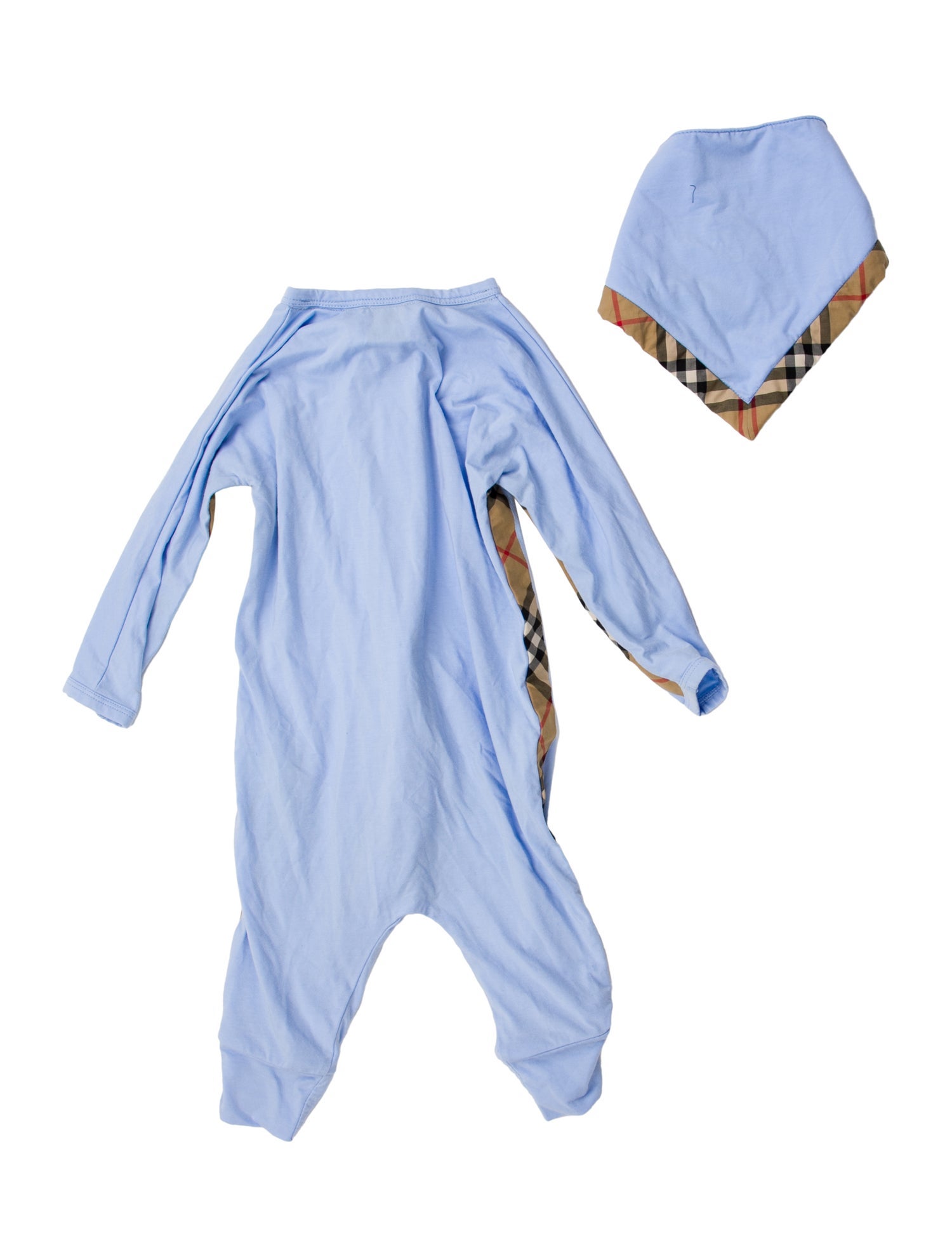 Burberry Infant Long Sleeve Onesie with Bib