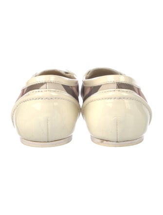 Burberry Nova Check Pattern Leather Trim Embellishment Ballet Flats