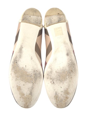 Burberry Nova Check Pattern Leather Trim Embellishment Ballet Flats