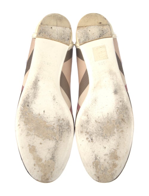 Burberry Nova Check Pattern Leather Trim Embellishment Ballet Flats
