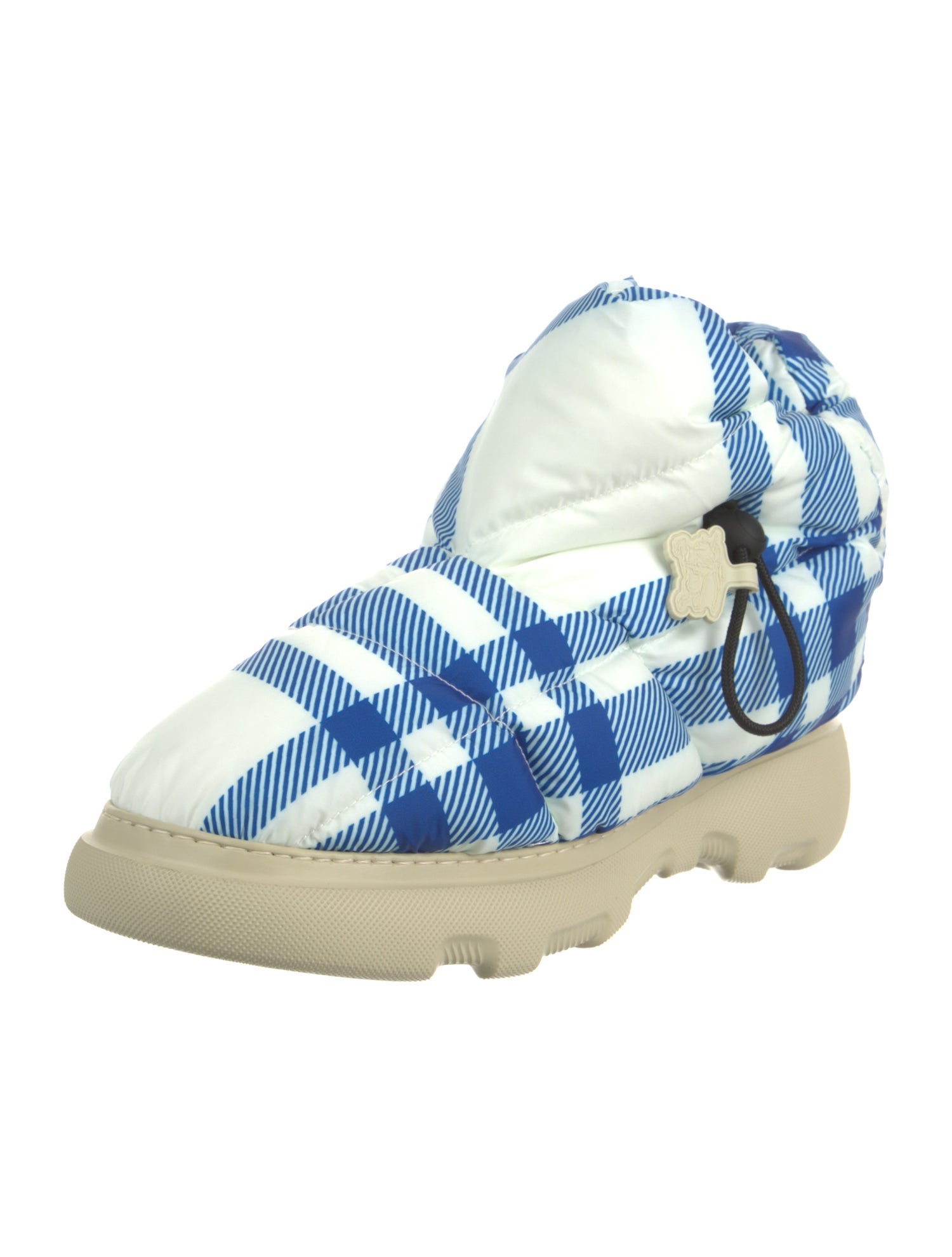 Burberry Nylon Plaid Print Rain Boots