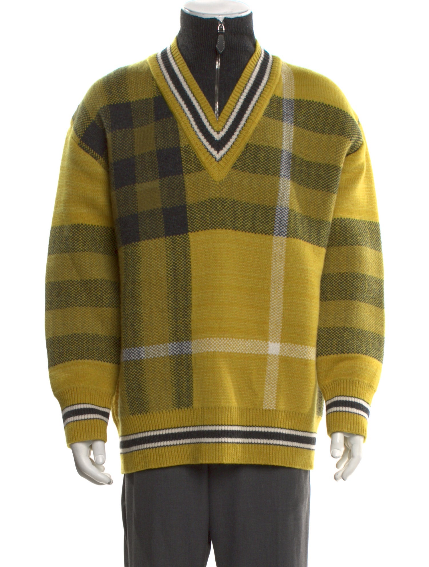 Burberry Wool Plaid Print Pullover