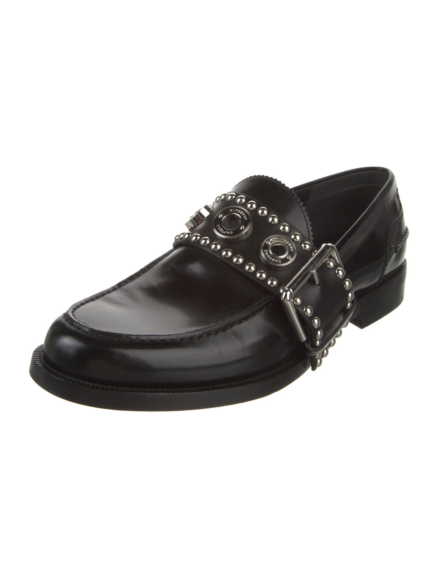 Burberry Leather Studded Accents Dress Loafers