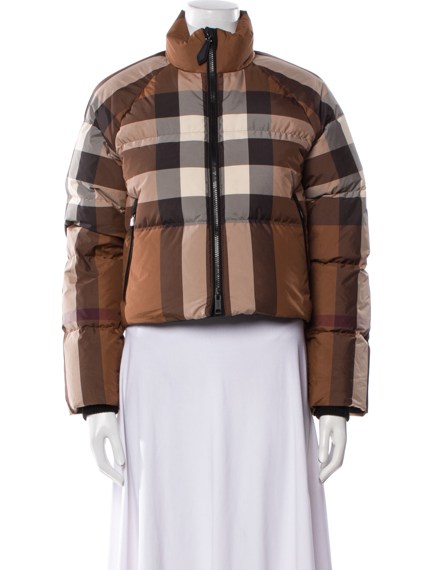 Burberry Plaid Print Down Jacket