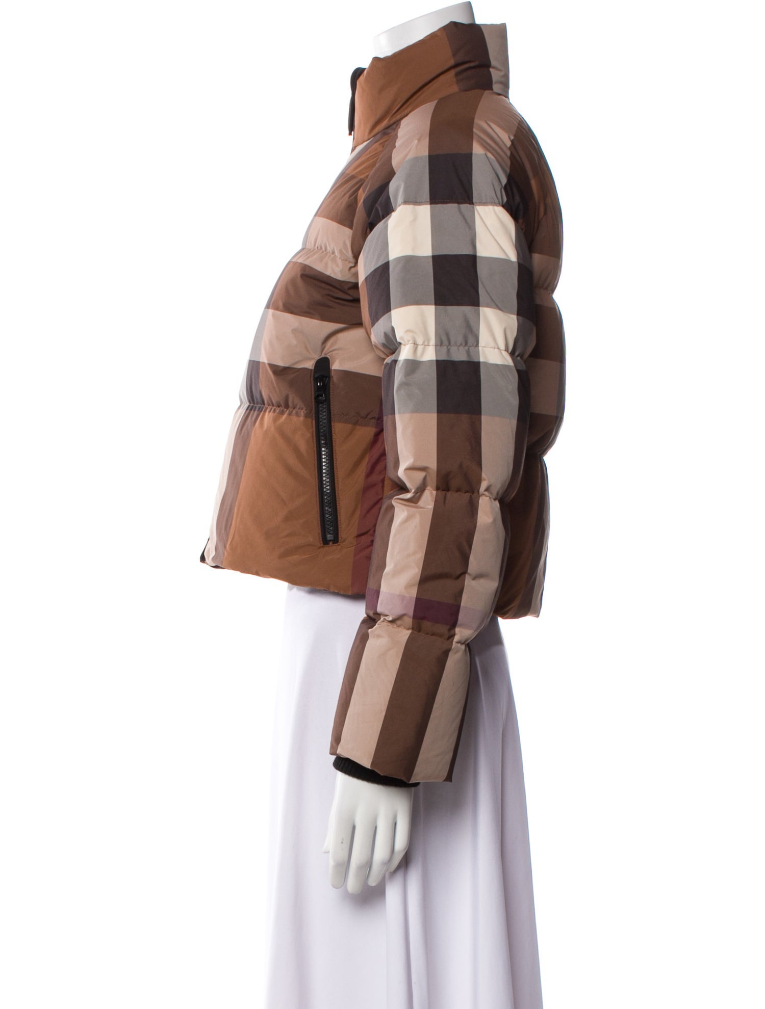 Burberry Plaid Print Down Jacket