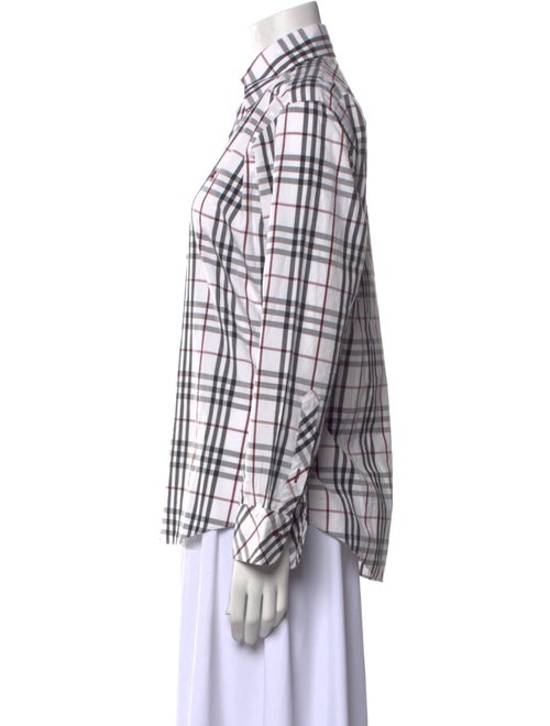 Burberry Black Label Plaid Print Long Sleeve Button-Up Top