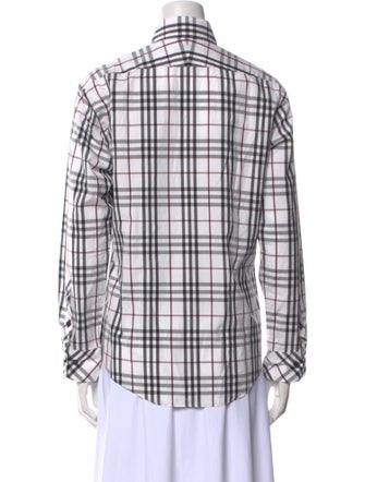 Burberry Black Label Plaid Print Long Sleeve Button-Up Top