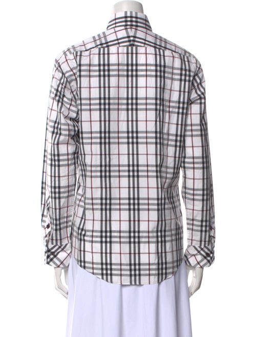 Burberry Black Label Plaid Print Long Sleeve Button-Up Top