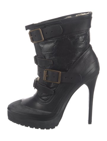 Burberry Boots Leather Fur Trim IT 38 | 8