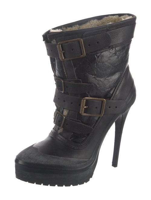Burberry Leather Fur Trim Boots