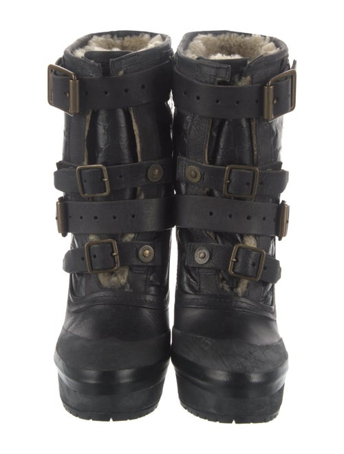 Burberry Leather Fur Trim Boots