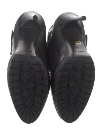 Burberry Leather Fur Trim Boots