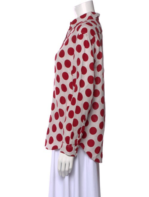 Burberry Prorsum Linen Polka Dot Print Button-Up Top