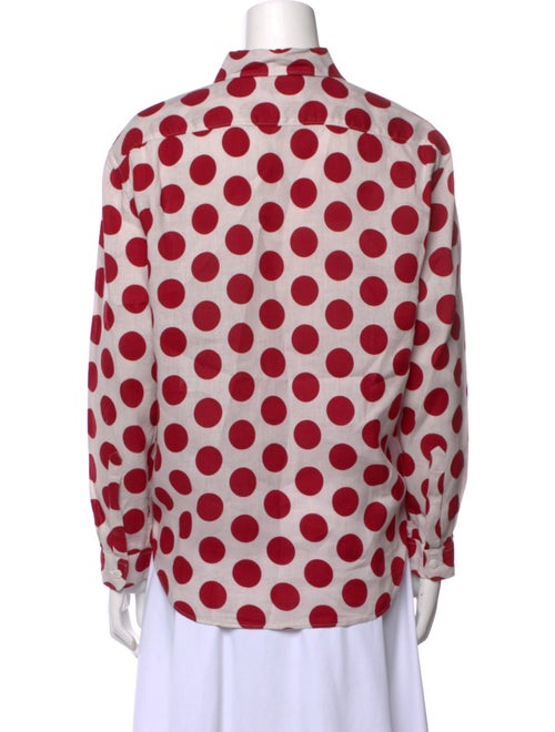 Burberry Prorsum Linen Polka Dot Print Button-Up Top