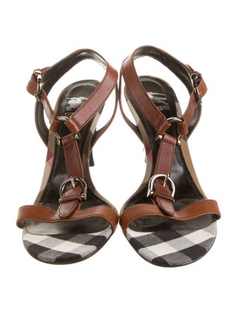 Burberry Leather T-Strap Sandals